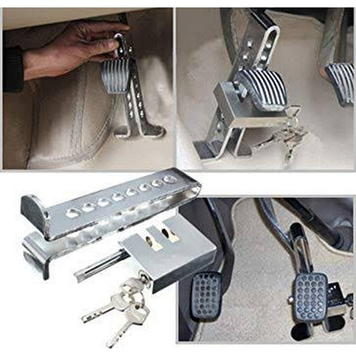 Car Steen Less Steel Anti Theft Brake Cluch Pedal Lock For All Cars