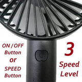 Portable USB Rechargeable Fan | Handheld 3 Speed Strong Wind Electric Small Mini Cooling Fan (Random Color)