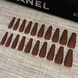 24Pcs O.TWO.O Brown Matte Nails With Accessories