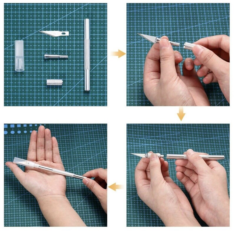 Pen Knife | Detail Precision Cutting Tool | Paper, Model Making, Etching, Carving Cutter With 6 Blades + 1 Handle