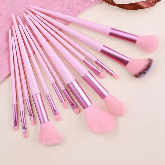 13 Pieces Soft Fluffy Makeup Brush Set - Cosmetics Brush Set - Makeup Brush Kit - Blush And Powder Brushes - Makeup Brushes For Foundation - Pink Color - Without Box