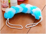 2PCs Wash Brush Bath Back Hanging Mesh Shower Sponge – Soft Exfoliating Braid Loofah (Random Color)