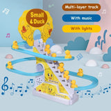 Duck Slide Toy Set, Funny Automatic Stair-Climbing Ducklings Cartoon Race Track Set Little Lovely Duck Slide Toy Escalator Toy With Lights And Music (3 Sliding Ducks)