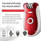 Kemei KM-3068 - Rechargeable 3-In-1 Epilator Hair Removal Device For Women – Electric Shaver & Trimmer Set With Multiple Heads, Smooth Skin Care Tool For Face, Arms, Legs & Sensitive Areas