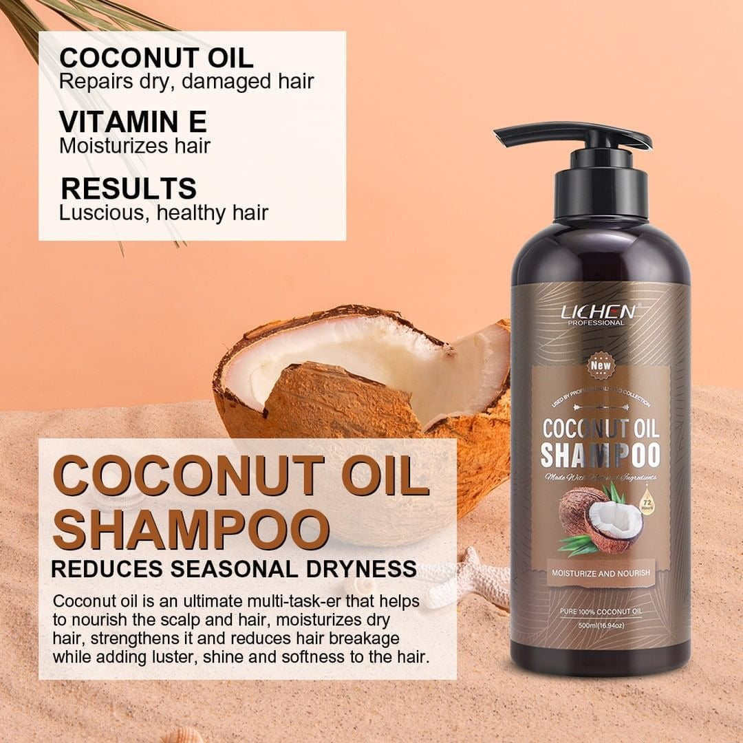 Lichen Hair Shampoo - Lichen Coconut Oil Shampoo, Sulfate Free, Paraben Free, Silicone Free, Color Safe, And Vegan Hair Shampoo - 500 Ml