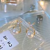 Elegant Golden Cross Pearl Zircon Earings Pearl Stud Earrings Women Personality Fashion Unique Design Earrings | Earrings For Women Fashion | Luxury Look Artificial Earrings | Women Earrings