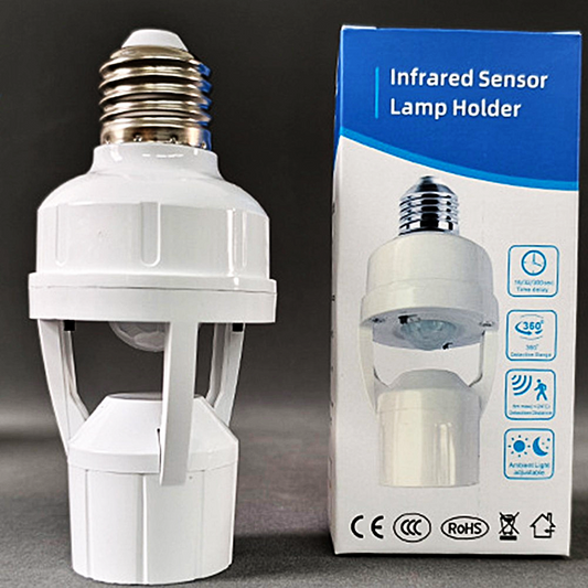 Smart Infrared PIR Motion Sensor E27 Bulb Holder | Auto On/Off Socket Switch | Energy Saving Lamp Base