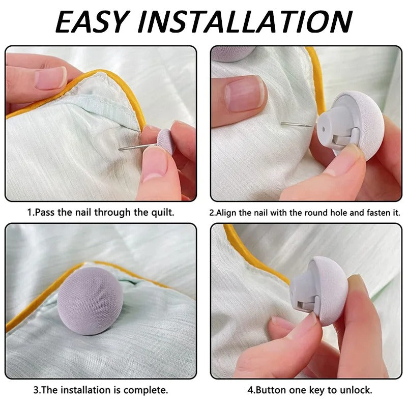 Premium Mushroom-Style Bedsheet Clips – Pack Of 4 Elastic Quilt & Sheet Fixer Buckles (Random Color)