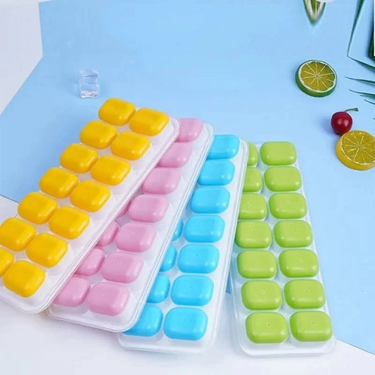 Silicon Popup Ice Cube Tray 14 Grid Ice Mould Silicone Ice Cube Mold Tray Durable And Easy Release Design | Random Color