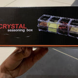 Crystal Seasoning Box With 4 Compartments And Spoons – Transparent Spice Storage Container Set For Kitchen Organization