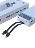 66W Fast Charging 20,000mAh Power Bank With Built-In Cables (White)