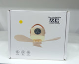 USB Dormitory Camping Small Ceiling Fan Rechargeable With 8 Hour Timer Night Light And 4 Speed Portable Design