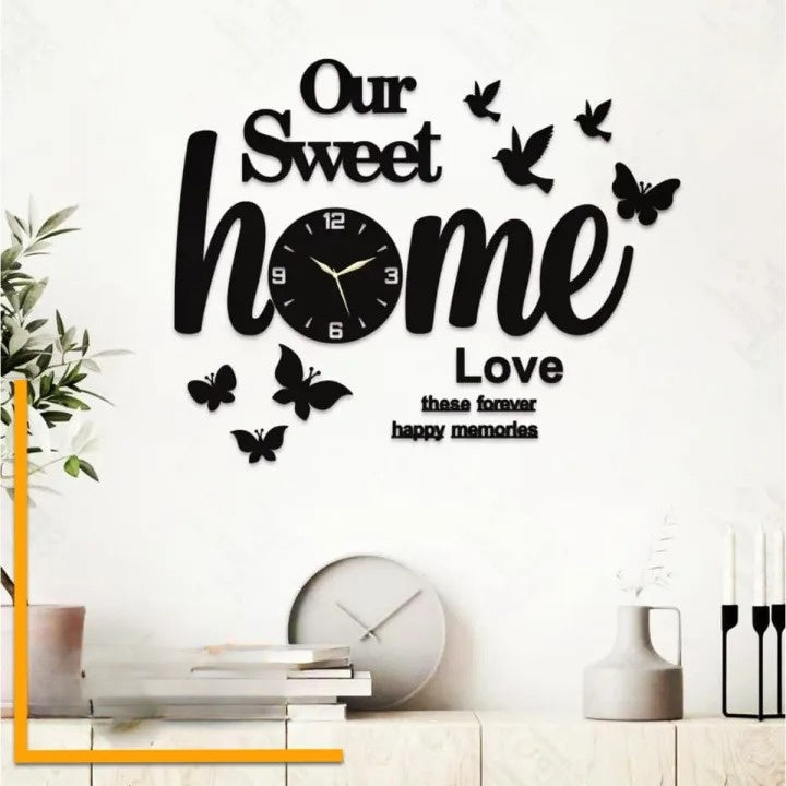 Our Sweet Home 3D Wooden Wall Clock With Light