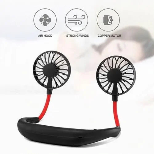Mini Neck Fan | Usb Rechargeable Fan, 3 Mode , 7 Wings (Random Colors)