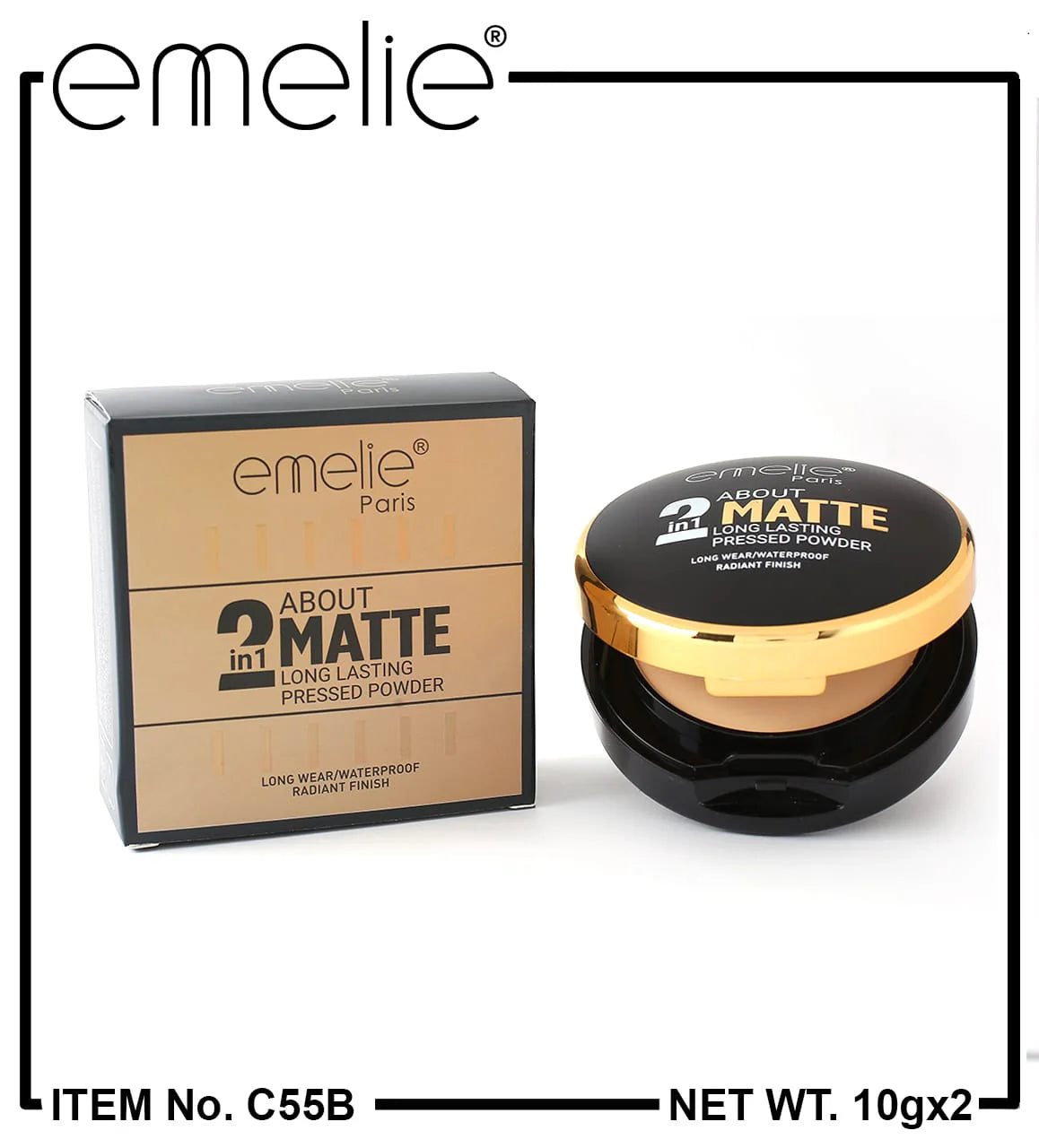 Emelie 2 In 1 Matte Pressed Powder