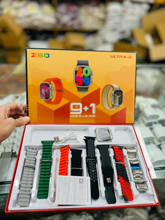 9+1 Z60 Ultra-2 Big Ips Display 49mm 8+Silicone Case Strap Bt Calling Smartwatch Always On Display With Ofitpro App Silver
