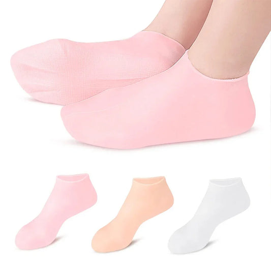 (Combo Pack) Moisturizing Glove and Socks Set, Silicone Gel Spa  Socks For Dry Cracked Skin & Silicone Jelly Socks Gel Moisturizing Socks Foot Care Protector