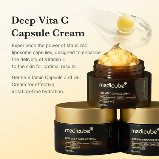 Medicube Deep Vita C Capsule Cream 55g | Brightening & Anti-Aging Vitamin C Moisturizer | Glowing Skin Care 55g