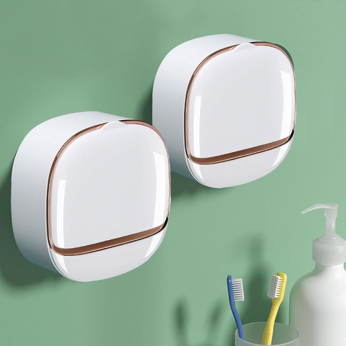 Luxury Soap Holder With Drain Tray – Wall Mounted Soap Case Box Designed To Keep Your Soap Bars Dry And Long Lasting (Random Color)