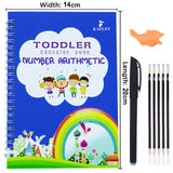 Pack Of 4 Pcs With 10 Refill Copybooks Pen Magic Copy Book Free Wiping Children's Kid Writing Sticker Practice Copybook For Calligraphy