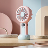 LED Digital Display Rechargeable Mini Fan – Portable USB Handheld Fan With 100-Speed Control, Real-Time Battery Indicator | Random Color