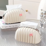 Luxury Shell Shape Tissue Box – Elegant Wave Pattern Paper Napkin Dispenser For Home & Office Decor