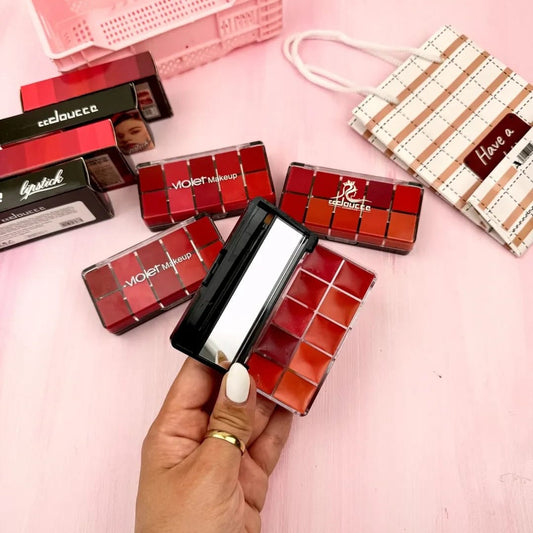 10 In 1 Lipstick Blush Palette - Multi Functional High Pigmented Creamy Material Makeup Collection Kit For Beautiful Lips And Cheeks (Random Shades)