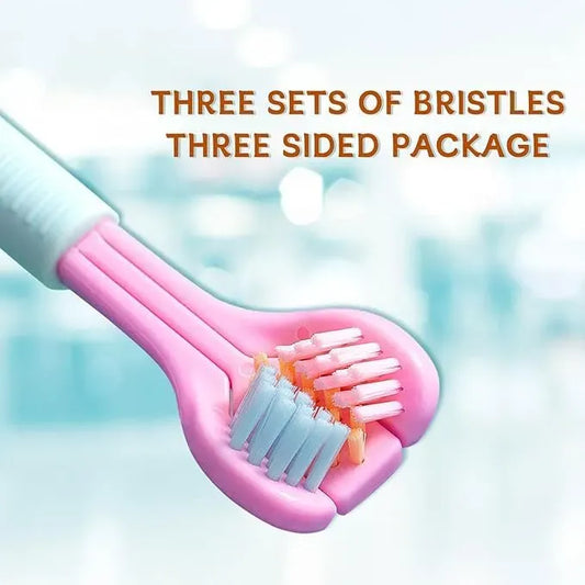 Three-Sided Ultra Soft Bristle Toothbrush – Gentle Oral Care Safety Teeth Cleaning Brush | Pack Of 2