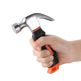 Small Heavy-Duty Stubby Claw Hammer - Polished Steel Head With Black Rubberized Grip And Red Accent For Precision And Control