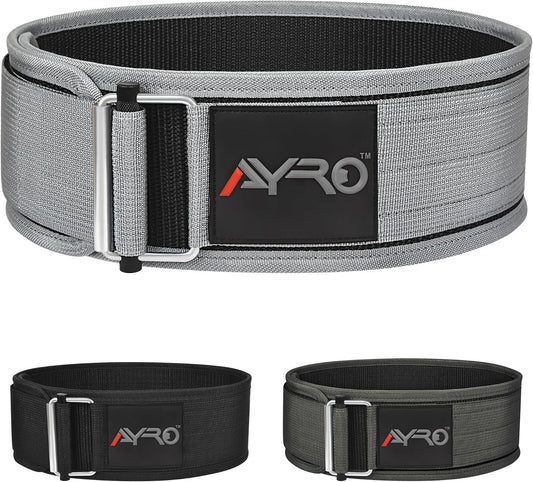 AYRO Self Locking Workout Weight Lifting Gym Belt Extra Large Premium Quality With Metal Buckle For Core Stability Back Support Deadlift Squat Powerlifting Strength Training