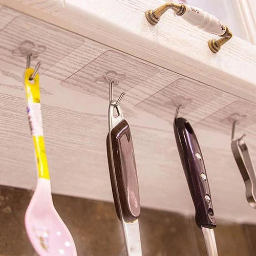 Transparent Self-Adhesive Wall Hooks – Strong Hold, No Drill, Damage-Free Hanging - Pack Of 10