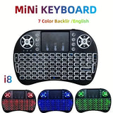 I8 2.4G Mini Wireless Keyboard With Touchpad | 7-Color Backlight ,Plug And Play | Super Cool Design | Perfect For Android TV Box, Smart TV, Projector, PS3
