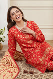 Aneela’s Premium Embroidered Lawn 3PC Unstitched Suit With Printed Dupatta