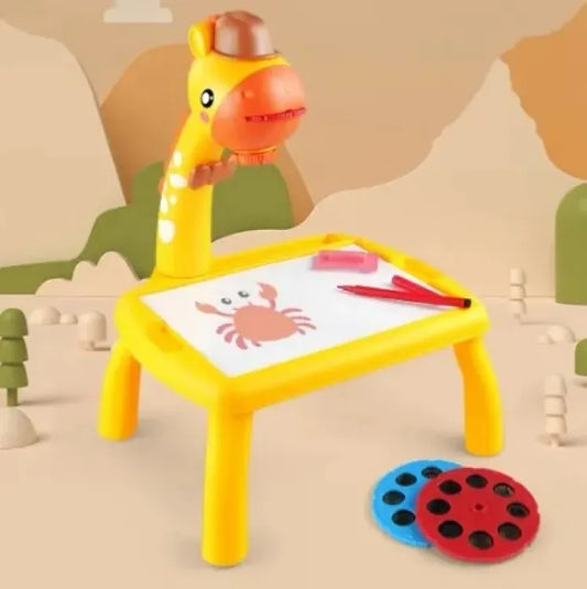 Table With Light And With Music Inside | Mini Art Drawing Board Leds Projector Light Toy Children Kids Painting Table Small Desk(Random Color)