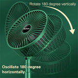 Rechargeable - Portable Telescopic Folding Fan Table Desk Fan | 3 Speeds Adjustable Height Fan (Random Color)