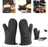 Premium Heat Resistant Oven Mitts 2Pcs Extra Long Kitchen Gloves For Baking Cooking BBQ And Grilling Durable Cotton (Random Colour And Design )