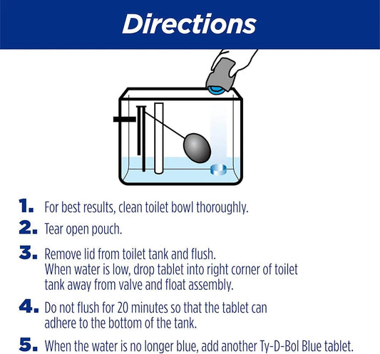 Ty-D-Bol In-Tank Blue Toilet Bowl Cleaner Tablets, Value Pack (10 Count) – Cleans, Deodorizes & Provides Continuous Blue Water Every Flush