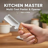 1 PCs Multi-Functional Knife Peelers For Kitchen, Multi Functional Vegetable Peeler, 3 In 1 Multi Functional Wooden Handle Peeler And Bottle Opener
