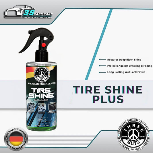 Three Guys Tire Shine Plus 250ml – Streak-Free Shine Cleans And Protects Long-Lasting Wet Look Premium Tire Care Spray