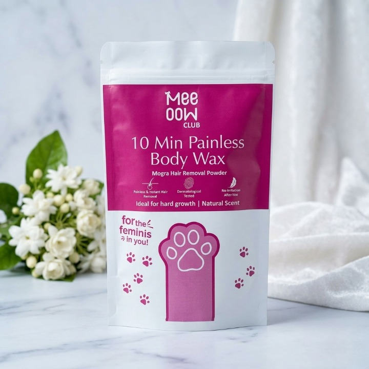Meeoow Club 10 Min Painless Body Wax Powder – Mogra Scented Herbal Hair Removal Powder (100g)