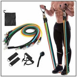 Resistance Bands Set | 11pcs Latex Pull Rope | With Door Anchor, Handles & Ankle Straps | Home & Gym Workout