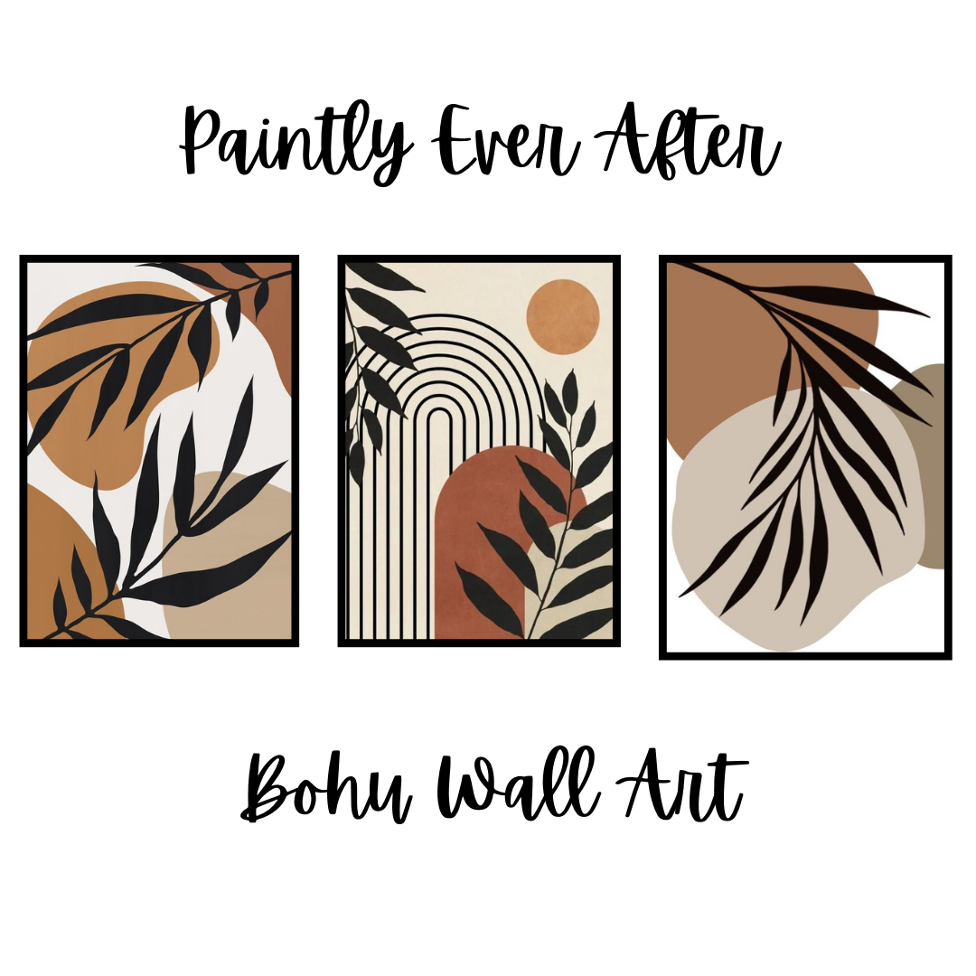 Set Of 3 Abstract Botanical Wall Art Frames – 8x11" MDF With Sticky Backing