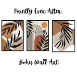 Set Of 3 Abstract Botanical Wall Art Frames – 8x11" MDF With Sticky Backing