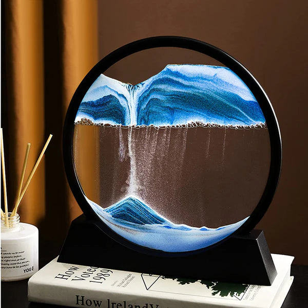 Moving Sand Art Picture – 3D Dynamic Deep Sea Sandscape With Display Stand - Without Light | Size 8 Inch (Random Color)