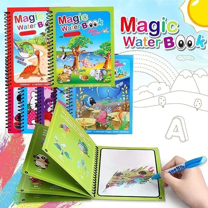 Magic Water Coloring Book For Kids – Reusable Drawing & Painting Fun (Random Colors & Designs)