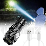 Mini LED Torch - Portable Pocket Light, Child Camping, Emergency, Travel, Hiking Torch, Portable LED Flashlight Rechargeable Zoom Flashlights Plastic Body