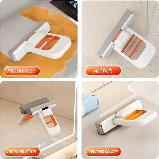 Foldable Desktop Mini Sponge Mop | Portable Wet & Dry Cleaning | Self‑Squeezing Mop For Kitchen, Bathroom, Car & Glass