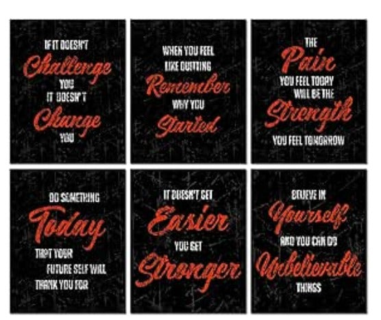 Set Of 6 Motivational Sticky Canvas Frames For Wall Decore / Sticky Phototiles For Office And Home Workplace