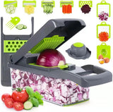 Vegetable Chopper 16 Pcs Set – Manual Onion Chopper, Food Slicer, Dicer, Grater & Potato Cutter With Handle – Multi-Function Kitchen Tool