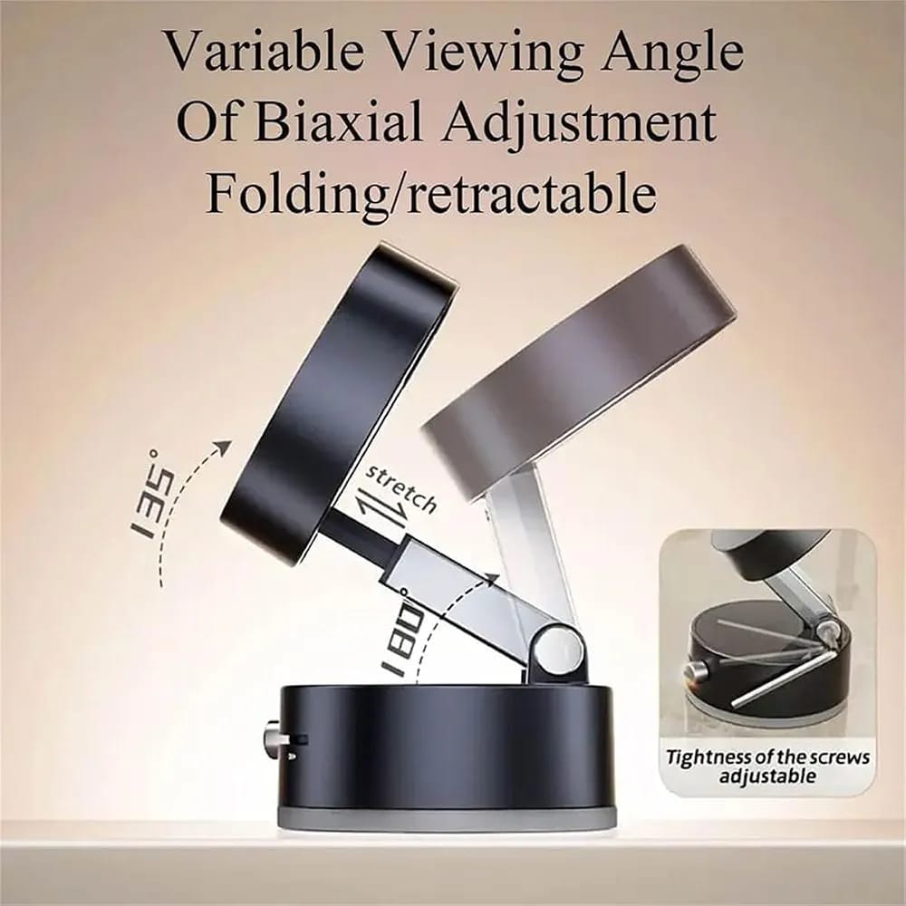 Double-Sided Vacuum Magnetic Phone Holder – Adjustable Foldable Rotating Suction Mount (Black)